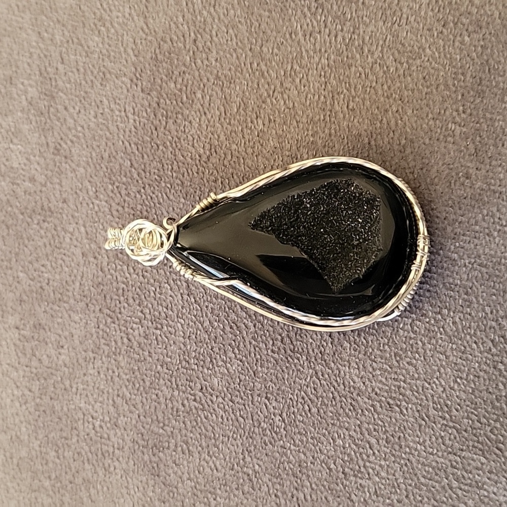 Black Druzy Pendant